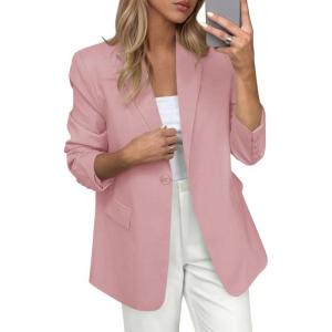 image:imagePRETTYGARDEN Blazers for Women Business Casual Outfits 2026 Spring Open Front Long Sleeve Suit Jackets Office Work BlazerPink