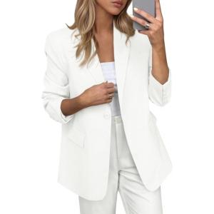 image:imagePRETTYGARDEN Blazers for Women Business Casual Outfits 2026 Spring Open Front Long Sleeve Suit Jackets Office Work BlazerWhite