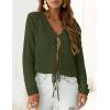image:imagePRETTYGARDEN Crochet Cardigan Sweaters for Women Trendy Spring Summer Long Sleeve Tie Front Tops Boho Beach Vacation ClothesArmy Green