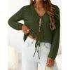 image:imagePRETTYGARDEN Crochet Cardigan Sweaters for Women Trendy Spring Summer Long Sleeve Tie Front Tops Boho Beach Vacation ClothesArmy Green