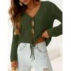image:imagePRETTYGARDEN Crochet Cardigan Sweaters for Women Trendy Spring Summer Long Sleeve Tie Front Tops Boho Beach Vacation ClothesArmy Green