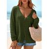 image:imagePRETTYGARDEN Crochet Cardigan Sweaters for Women Trendy Spring Summer Long Sleeve Tie Front Tops Boho Beach Vacation ClothesArmy Green