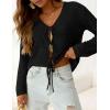 image:imagePRETTYGARDEN Crochet Cardigan Sweaters for Women Trendy Spring Summer Long Sleeve Tie Front Tops Boho Beach Vacation ClothesBlack