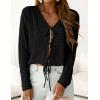 image:imagePRETTYGARDEN Crochet Cardigan Sweaters for Women Trendy Spring Summer Long Sleeve Tie Front Tops Boho Beach Vacation ClothesBlack