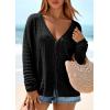 image:imagePRETTYGARDEN Crochet Cardigan Sweaters for Women Trendy Spring Summer Long Sleeve Tie Front Tops Boho Beach Vacation ClothesBlack