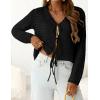 image:imagePRETTYGARDEN Crochet Cardigan Sweaters for Women Trendy Spring Summer Long Sleeve Tie Front Tops Boho Beach Vacation ClothesBlack