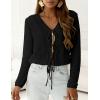 image:imagePRETTYGARDEN Crochet Cardigan Sweaters for Women Trendy Spring Summer Long Sleeve Tie Front Tops Boho Beach Vacation ClothesBlack