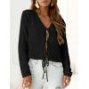 image:imagePRETTYGARDEN Crochet Cardigan Sweaters for Women Trendy Spring Summer Long Sleeve Tie Front Tops Boho Beach Vacation ClothesBlack