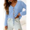 image:imagePRETTYGARDEN Crochet Cardigan Sweaters for Women Trendy Spring Summer Long Sleeve Tie Front Tops Boho Beach Vacation ClothesLight Blue