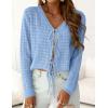 image:imagePRETTYGARDEN Crochet Cardigan Sweaters for Women Trendy Spring Summer Long Sleeve Tie Front Tops Boho Beach Vacation ClothesLight Blue