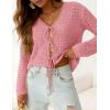 image:imagePRETTYGARDEN Crochet Cardigan Sweaters for Women Trendy Spring Summer Long Sleeve Tie Front Tops Boho Beach Vacation ClothesPink