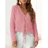 image:imagePRETTYGARDEN Crochet Cardigan Sweaters for Women Trendy Spring Summer Long Sleeve Tie Front Tops Boho Beach Vacation ClothesPink