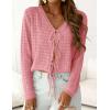 image:imagePRETTYGARDEN Crochet Cardigan Sweaters for Women Trendy Spring Summer Long Sleeve Tie Front Tops Boho Beach Vacation ClothesPink