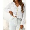 image:imagePRETTYGARDEN Crochet Cardigan Sweaters for Women Trendy Spring Summer Long Sleeve Tie Front Tops Boho Beach Vacation ClothesWhite