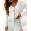 image:imagePRETTYGARDEN Crochet Cardigan Sweaters for Women Trendy Spring Summer Long Sleeve Tie Front Tops Boho Beach Vacation ClothesWhite