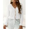 image:imagePRETTYGARDEN Crochet Cardigan Sweaters for Women Trendy Spring Summer Long Sleeve Tie Front Tops Boho Beach Vacation ClothesWhite