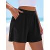 image:imagePRETTYGARDEN Flowy Summer Shorts for Women High Waisted Wide Leg Knitted Wide Leg Soft Pajama Shorts Women Vacation OutfitsBlack
