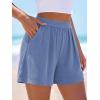 image:imagePRETTYGARDEN Flowy Summer Shorts for Women High Waisted Wide Leg Knitted Wide Leg Soft Pajama Shorts Women Vacation OutfitsGrey Blue