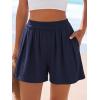 image:imagePRETTYGARDEN Flowy Summer Shorts for Women High Waisted Wide Leg Knitted Wide Leg Soft Pajama Shorts Women Vacation OutfitsNavy Blue