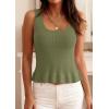 image:imagePRETTYGARDEN Sleeveless Sweater Tops for Women 2026 Spring Boho Tank Top Summer Crochet Scoop Neck Beach Vacation ClothesArmy Green