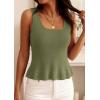 image:imagePRETTYGARDEN Sleeveless Sweater Tops for Women 2026 Spring Boho Tank Top Summer Crochet Scoop Neck Beach Vacation ClothesArmy Green