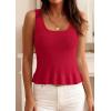 image:imagePRETTYGARDEN Sleeveless Sweater Tops for Women 2026 Spring Boho Tank Top Summer Crochet Scoop Neck Beach Vacation ClothesRed