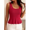 image:imagePRETTYGARDEN Sleeveless Sweater Tops for Women 2026 Spring Boho Tank Top Summer Crochet Scoop Neck Beach Vacation ClothesRed