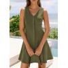 image:imagePRETTYGARDEN Summer Dresses for Women 2026 V Neck Sleeveless A Line Tank Top Spring Casual Beach Vacation Short SundressesArmy Green