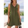 image:imagePRETTYGARDEN Summer Dresses for Women 2026 V Neck Sleeveless A Line Tank Top Spring Casual Beach Vacation Short SundressesArmy Green