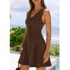 image:imagePRETTYGARDEN Summer Dresses for Women 2026 V Neck Sleeveless A Line Tank Top Spring Casual Beach Vacation Short SundressesBrown