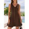 image:imagePRETTYGARDEN Summer Dresses for Women 2026 V Neck Sleeveless A Line Tank Top Spring Casual Beach Vacation Short SundressesBrown