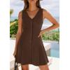 image:imagePRETTYGARDEN Summer Dresses for Women 2026 V Neck Sleeveless A Line Tank Top Spring Casual Beach Vacation Short SundressesBrown