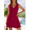 image:imagePRETTYGARDEN Summer Dresses for Women 2026 V Neck Sleeveless A Line Tank Top Spring Casual Beach Vacation Short SundressesBurgundy