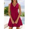 image:imagePRETTYGARDEN Summer Dresses for Women 2026 V Neck Sleeveless A Line Tank Top Spring Casual Beach Vacation Short SundressesBurgundy