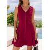 image:imagePRETTYGARDEN Summer Dresses for Women 2026 V Neck Sleeveless A Line Tank Top Spring Casual Beach Vacation Short SundressesBurgundy