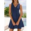 image:imagePRETTYGARDEN Summer Dresses for Women 2026 V Neck Sleeveless A Line Tank Top Spring Casual Beach Vacation Short SundressesNavy Blue