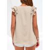 image:imagePRETTYGARDEN Womens Blouses Dressy Casual 2026 Summer V Neck Ruffle Cap Sleeve Business Work Tops Spring Teacher ShirtsBeige