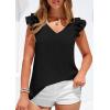 image:imagePRETTYGARDEN Womens Blouses Dressy Casual 2026 Summer V Neck Ruffle Cap Sleeve Business Work Tops Spring Teacher ShirtsBlack