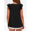 image:imagePRETTYGARDEN Womens Blouses Dressy Casual 2026 Summer V Neck Ruffle Cap Sleeve Business Work Tops Spring Teacher ShirtsBlack