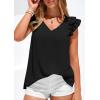 image:imagePRETTYGARDEN Womens Blouses Dressy Casual 2026 Summer V Neck Ruffle Cap Sleeve Business Work Tops Spring Teacher ShirtsBlack