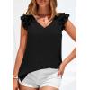 image:imagePRETTYGARDEN Womens Blouses Dressy Casual 2026 Summer V Neck Ruffle Cap Sleeve Business Work Tops Spring Teacher ShirtsBlack