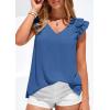 image:imagePRETTYGARDEN Womens Blouses Dressy Casual 2026 Summer V Neck Ruffle Cap Sleeve Business Work Tops Spring Teacher ShirtsBlue