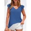 image:imagePRETTYGARDEN Womens Blouses Dressy Casual 2026 Summer V Neck Ruffle Cap Sleeve Business Work Tops Spring Teacher ShirtsBlue