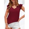 image:imagePRETTYGARDEN Womens Blouses Dressy Casual 2026 Summer V Neck Ruffle Cap Sleeve Business Work Tops Spring Teacher ShirtsBurgundy
