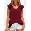 image:imagePRETTYGARDEN Womens Blouses Dressy Casual 2026 Summer V Neck Ruffle Cap Sleeve Business Work Tops Spring Teacher ShirtsBurgundy