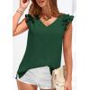 image:imagePRETTYGARDEN Womens Blouses Dressy Casual 2026 Summer V Neck Ruffle Cap Sleeve Business Work Tops Spring Teacher ShirtsDark Green