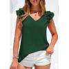 image:imagePRETTYGARDEN Womens Blouses Dressy Casual 2026 Summer V Neck Ruffle Cap Sleeve Business Work Tops Spring Teacher ShirtsDark Green