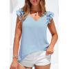image:imagePRETTYGARDEN Womens Blouses Dressy Casual 2026 Summer V Neck Ruffle Cap Sleeve Business Work Tops Spring Teacher ShirtsLight Blue