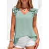 image:imagePRETTYGARDEN Womens Blouses Dressy Casual 2026 Summer V Neck Ruffle Cap Sleeve Business Work Tops Spring Teacher ShirtsLight Green
