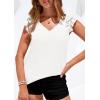 image:imagePRETTYGARDEN Womens Blouses Dressy Casual 2026 Summer V Neck Ruffle Cap Sleeve Business Work Tops Spring Teacher ShirtsWhite